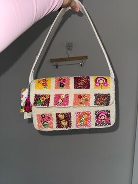 Patchwork Floral beaded Shoulder bag